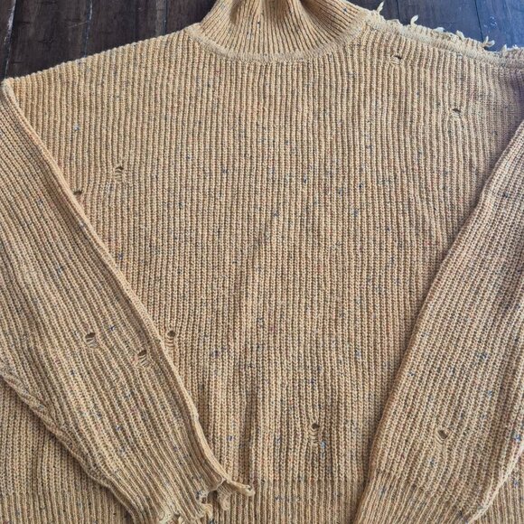 Zenana Distressed Mustard Yellow Zenana XL Sweater - Picture 1 of 6